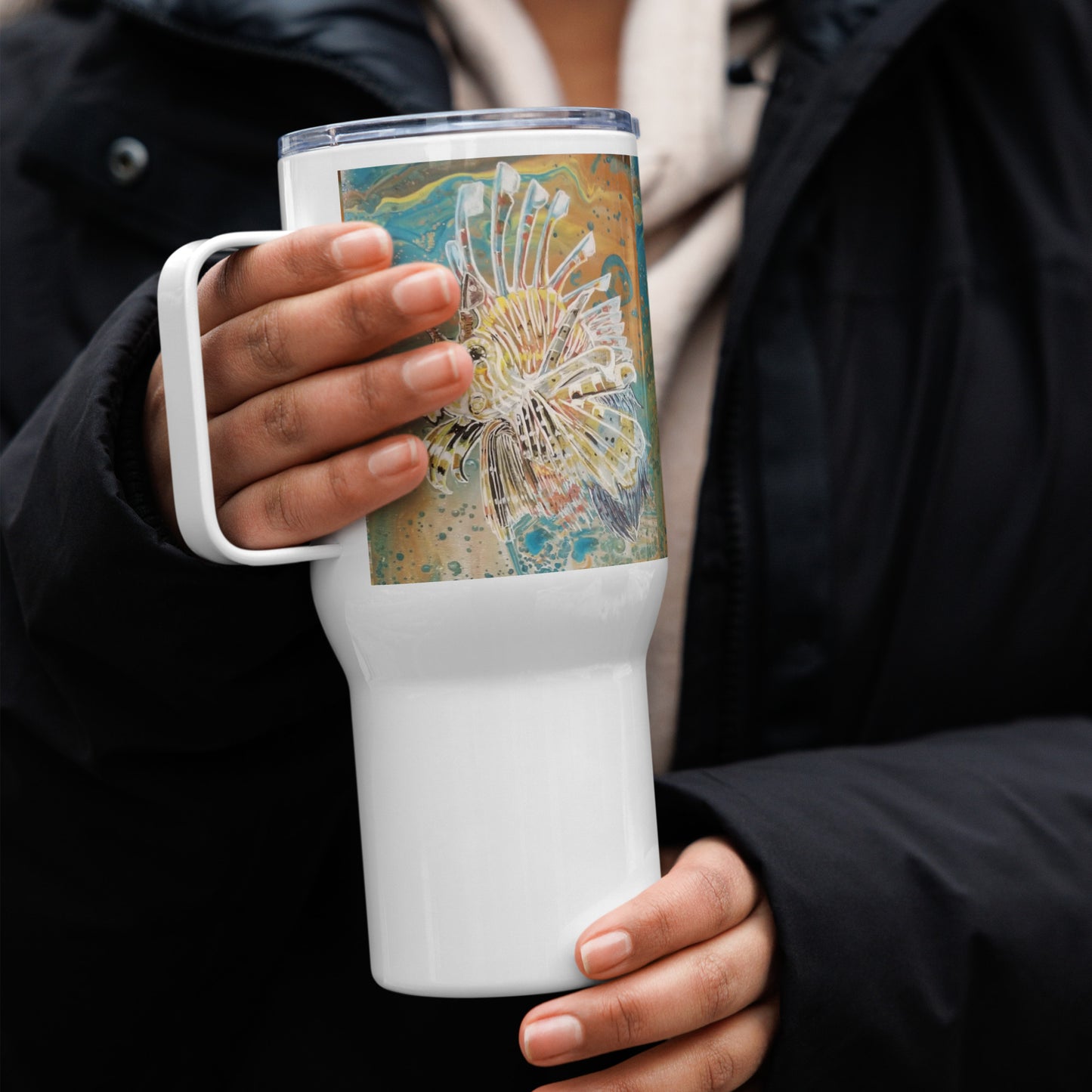 Brown Lionfish Triple Print Travel Mug