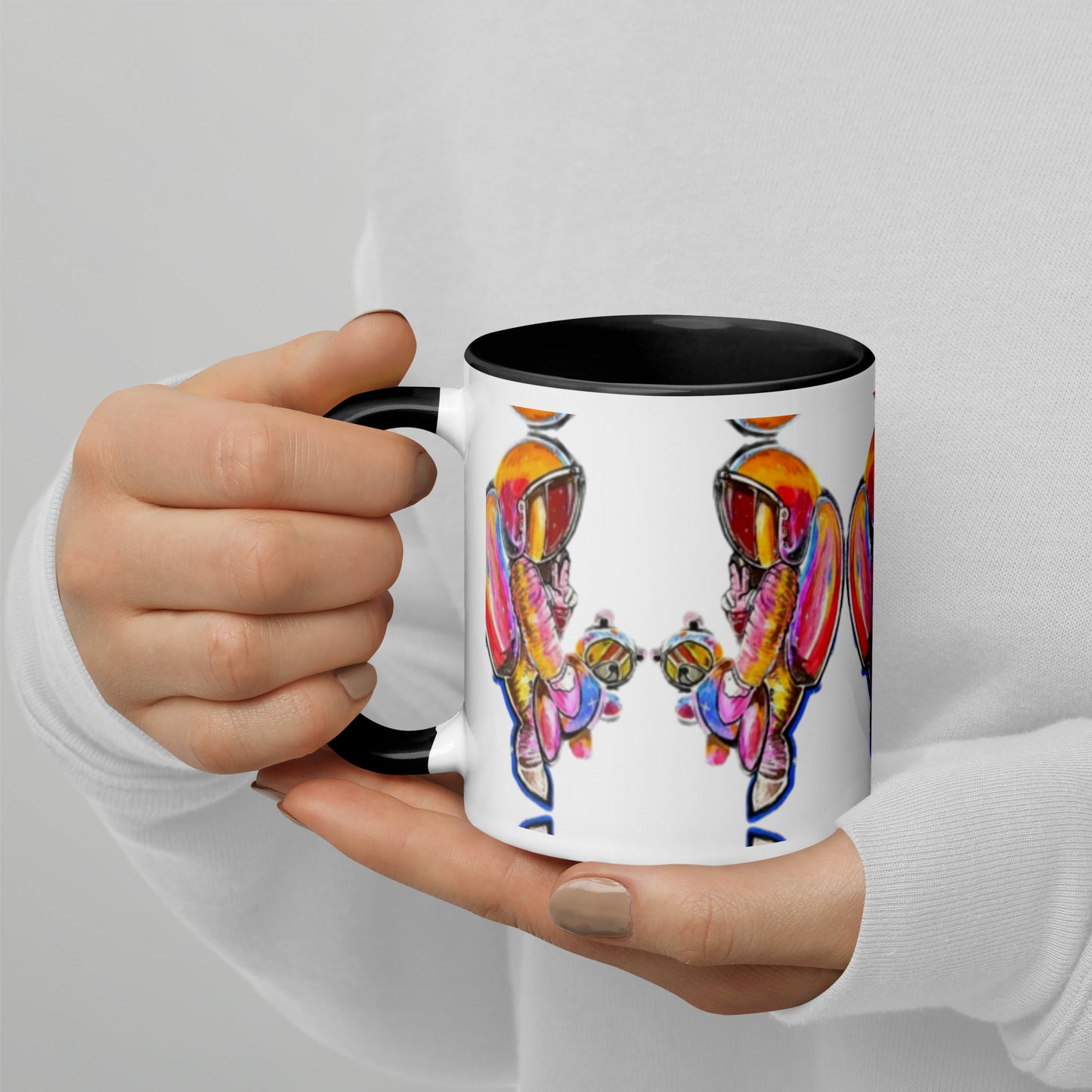 Space Girl with Teddy Mug with Color Inside
