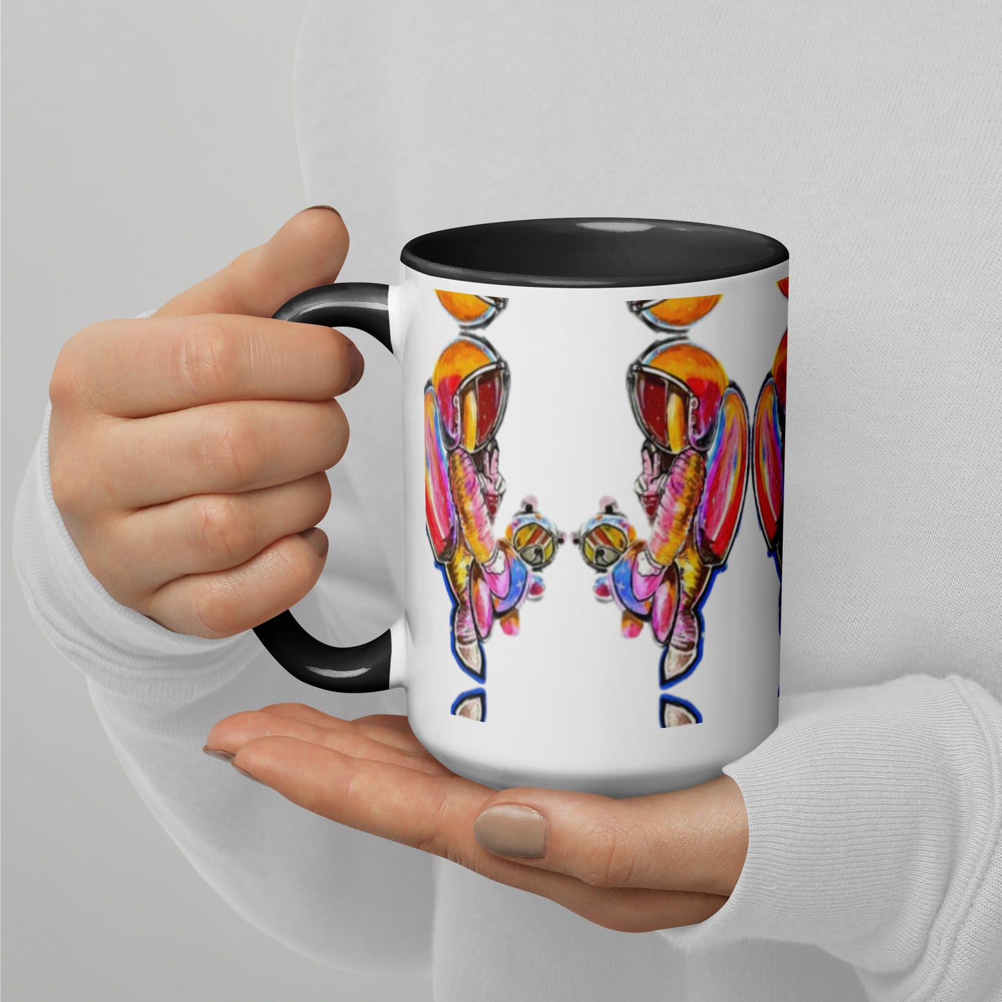 Space Girl with Teddy Mug with Color Inside