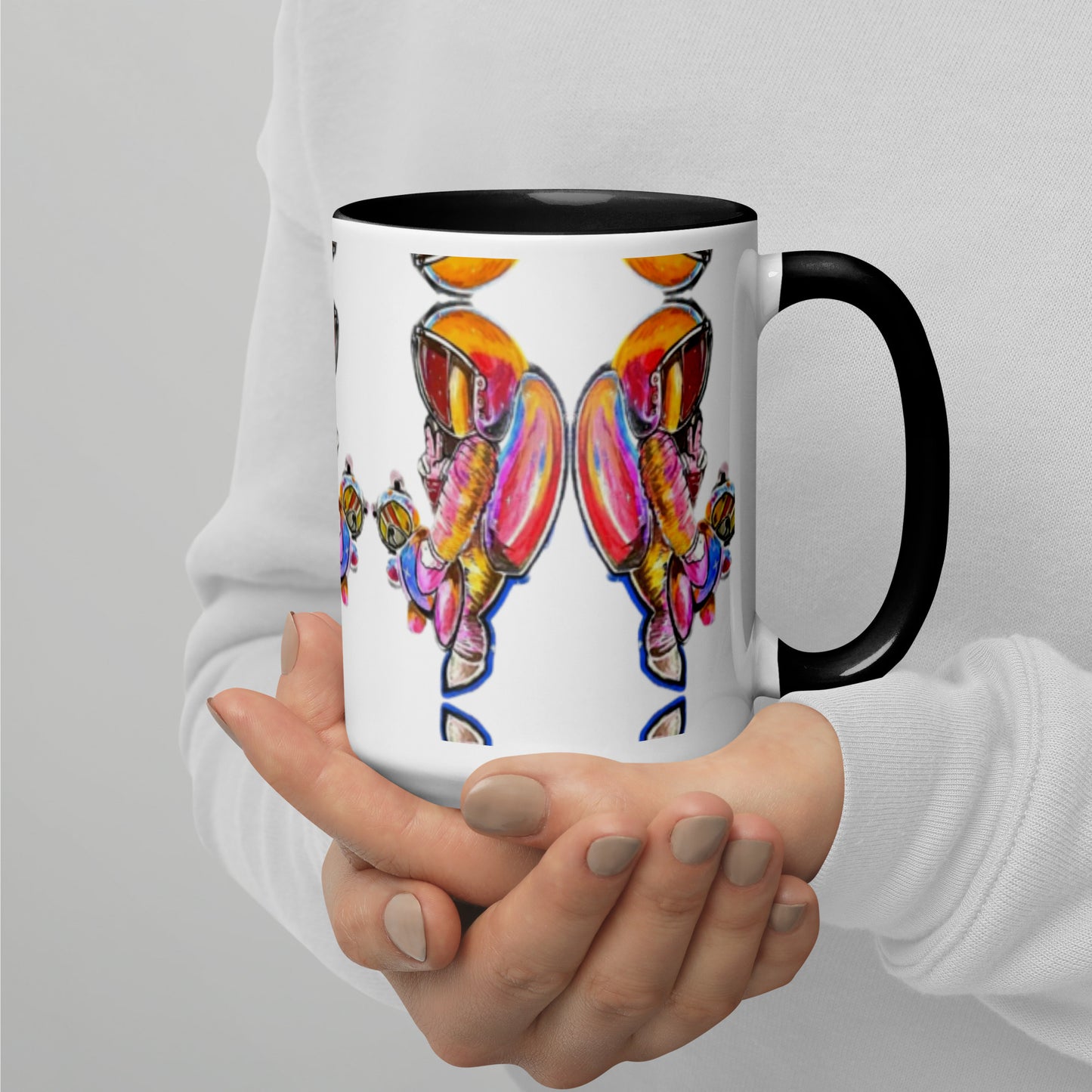 Space Girl with Teddy Mug with Color Inside