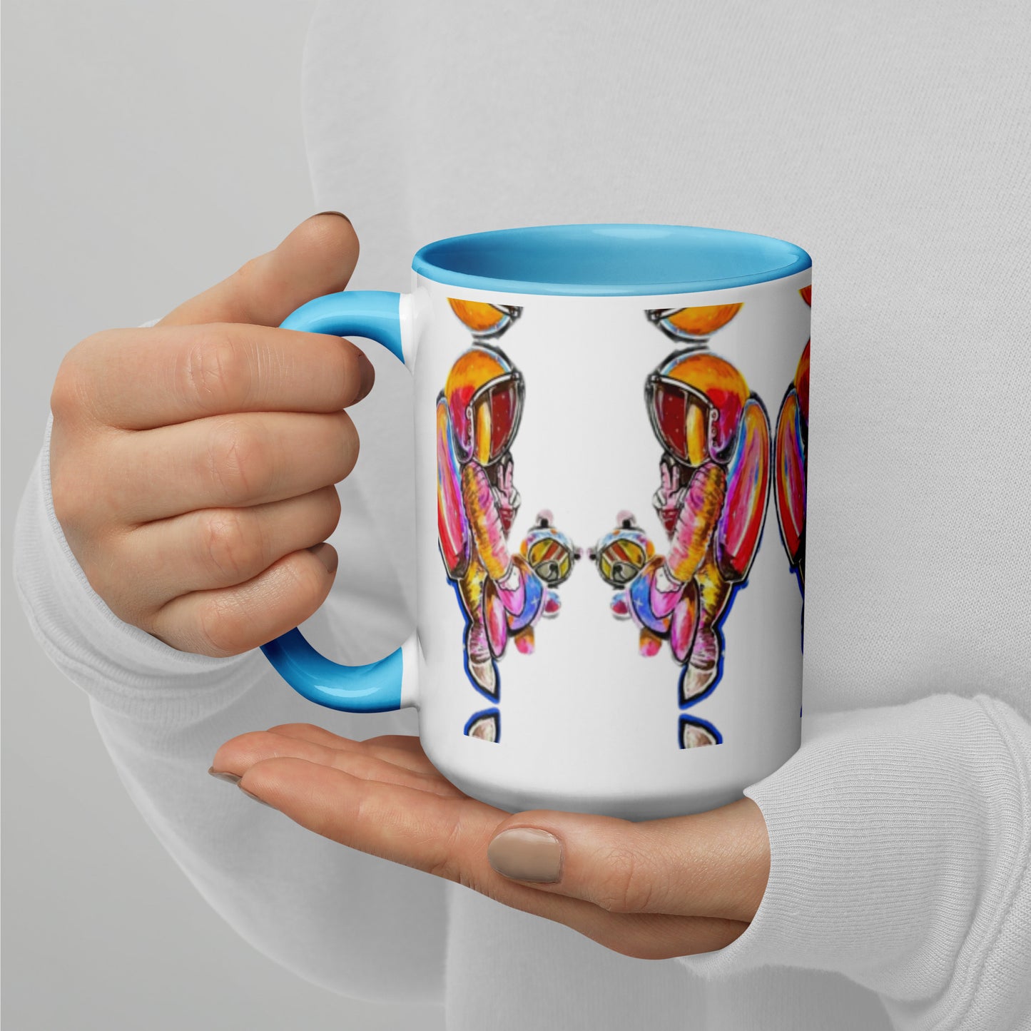 Space Girl with Teddy Mug with Color Inside