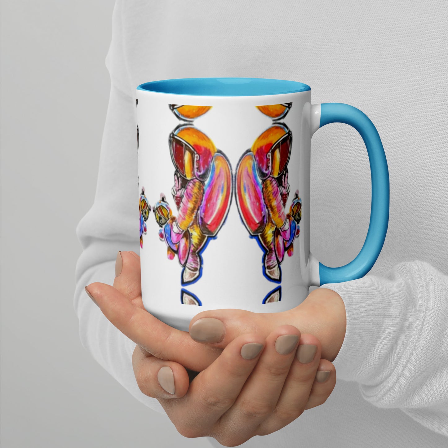Space Girl with Teddy Mug with Color Inside