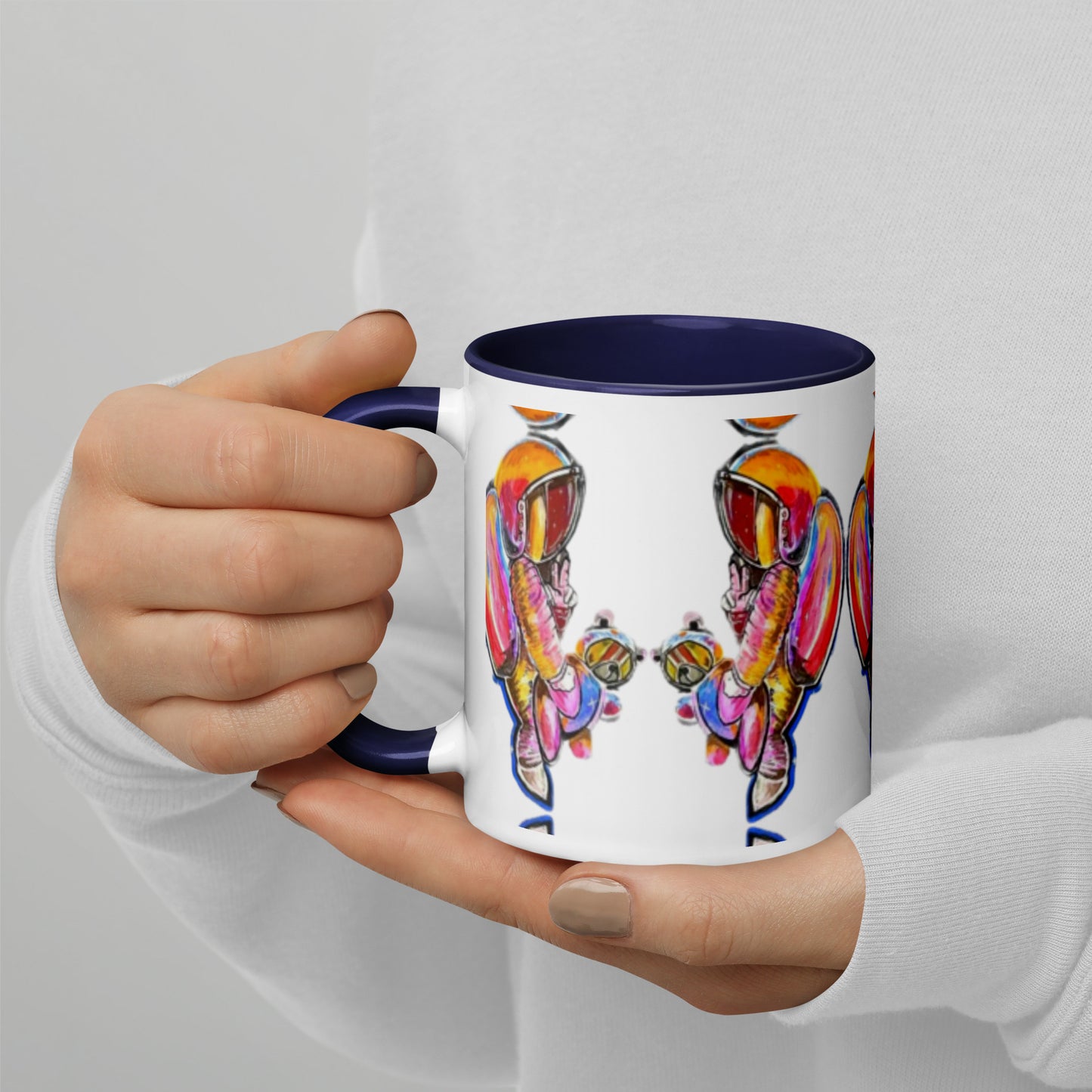 Space Girl with Teddy Mug with Color Inside