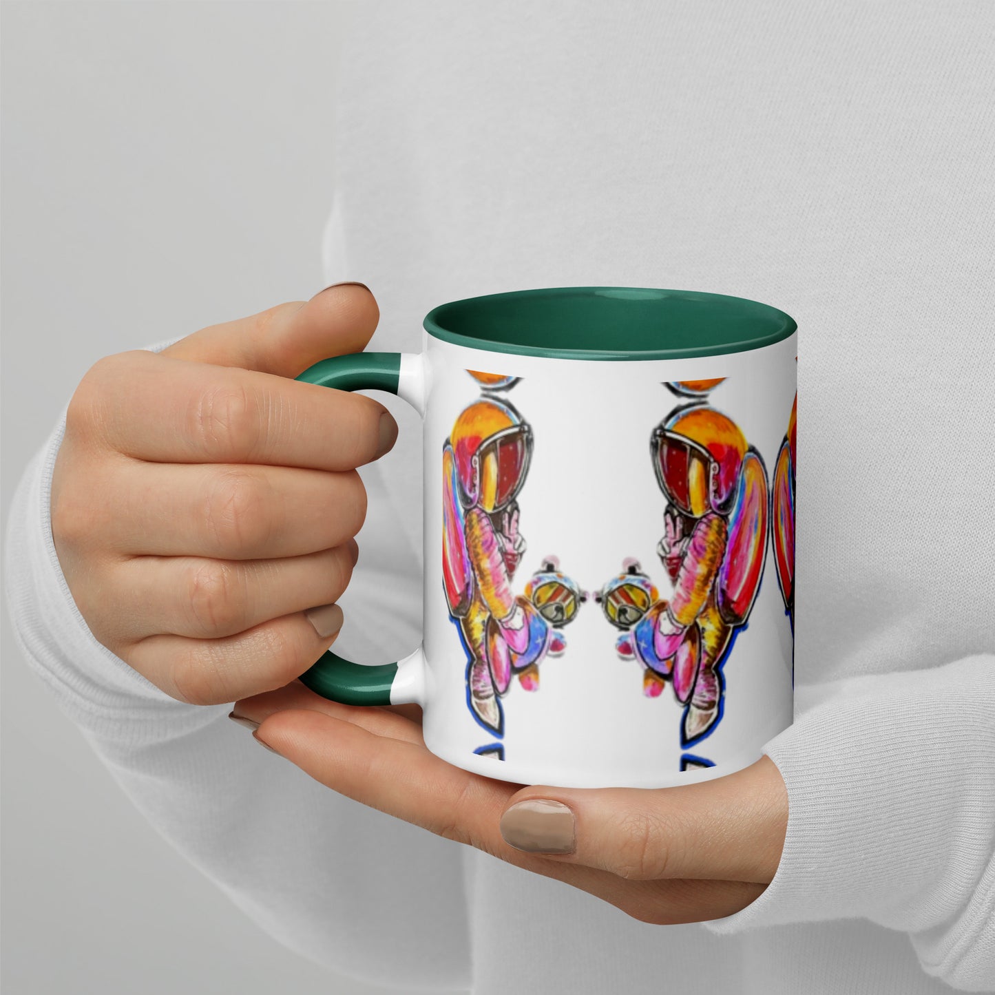 Space Girl with Teddy Mug with Color Inside
