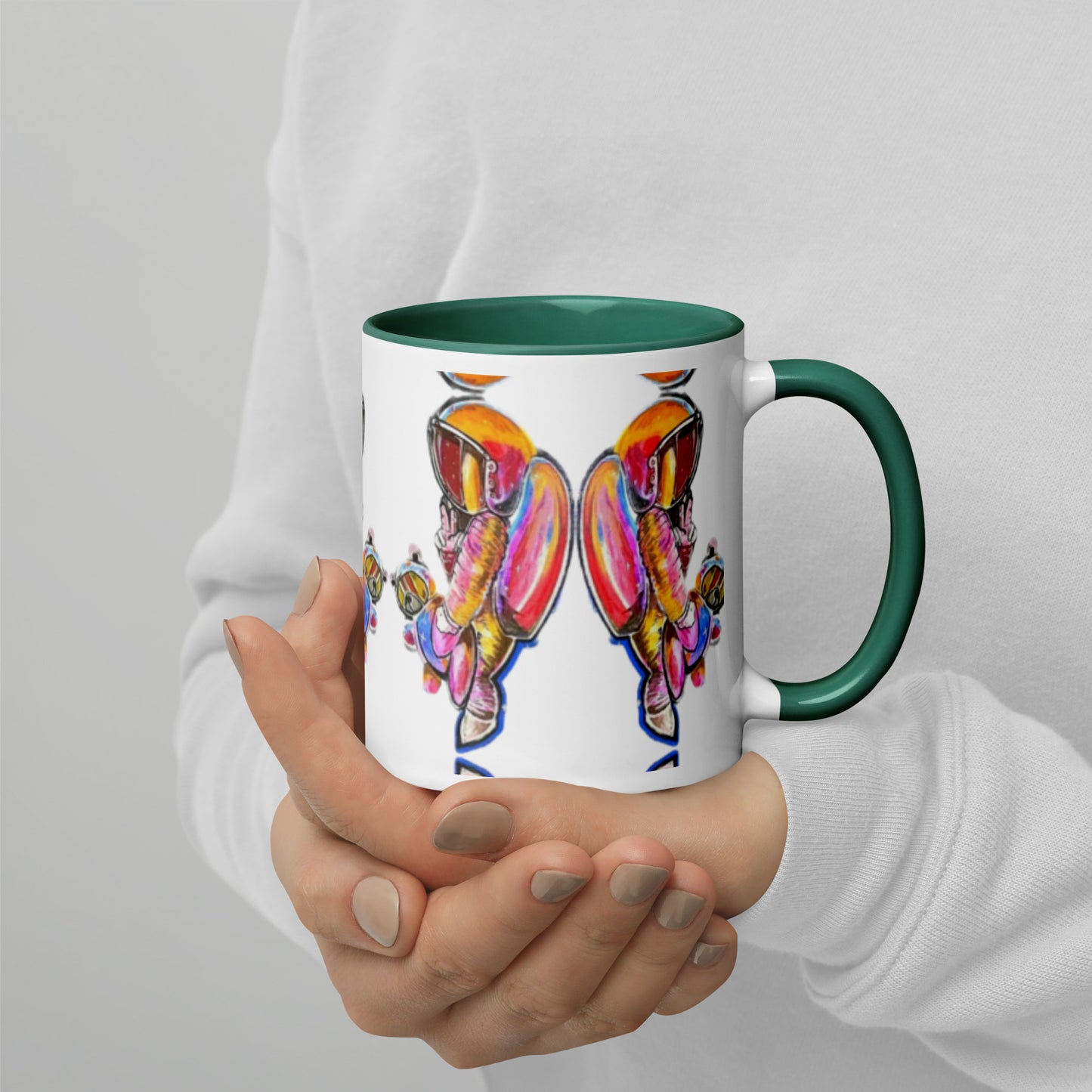 Space Girl with Teddy Mug with Color Inside