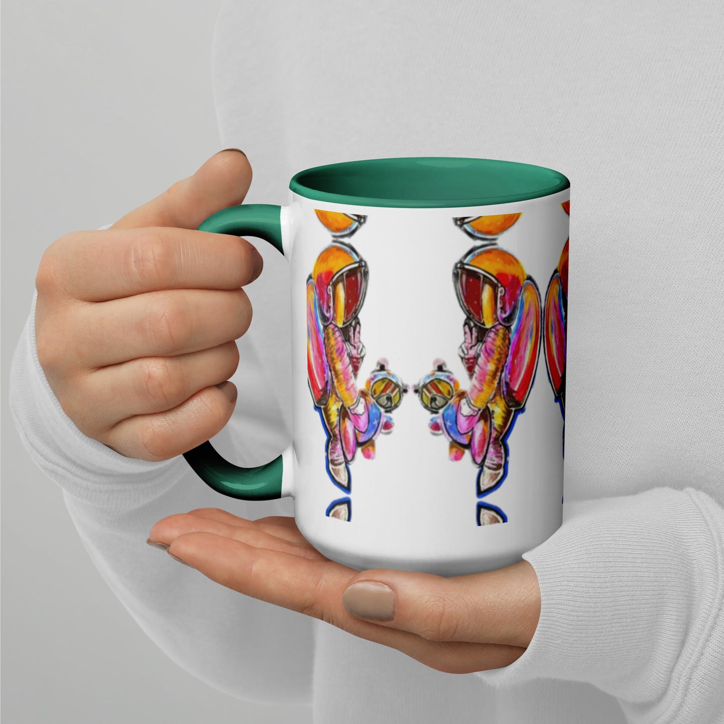Space Girl with Teddy Mug with Color Inside