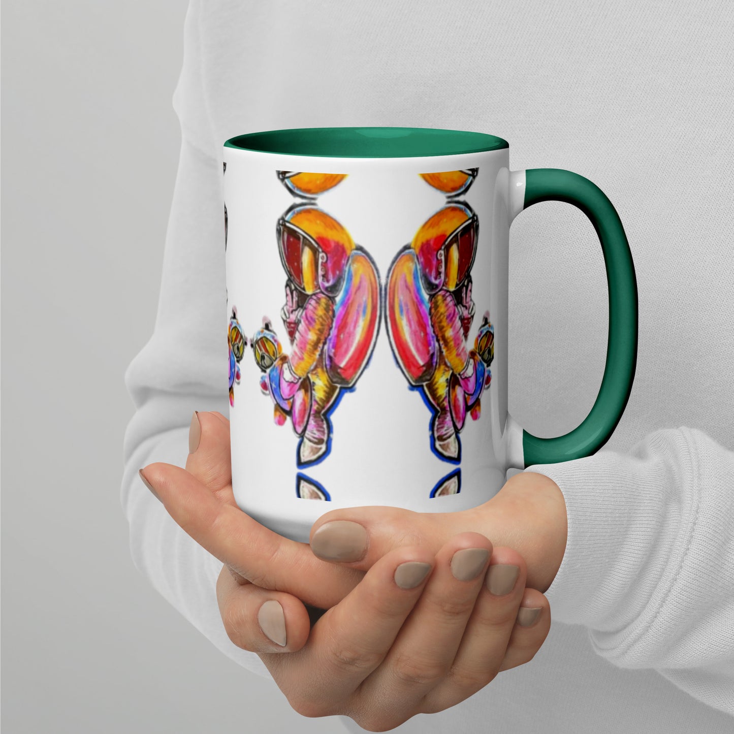 Space Girl with Teddy Mug with Color Inside