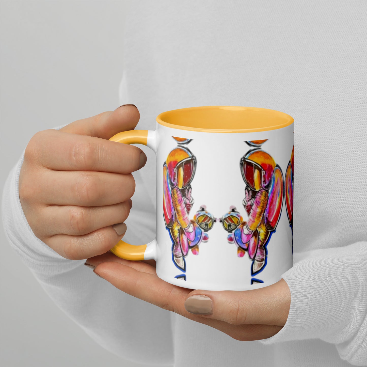 Space Girl with Teddy Mug with Color Inside