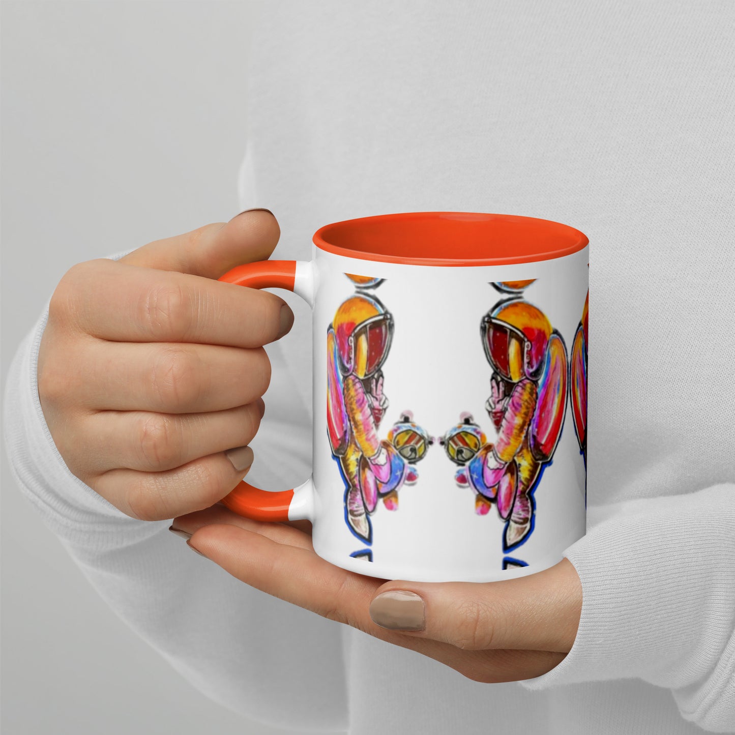 Space Girl with Teddy Mug with Color Inside