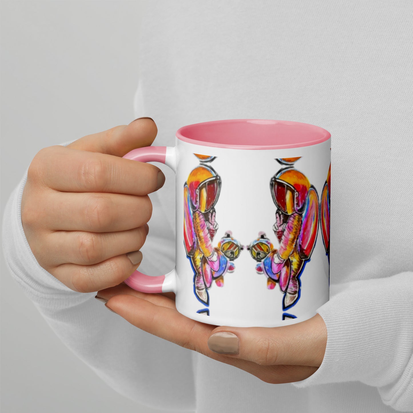 Space Girl with Teddy Mug with Color Inside