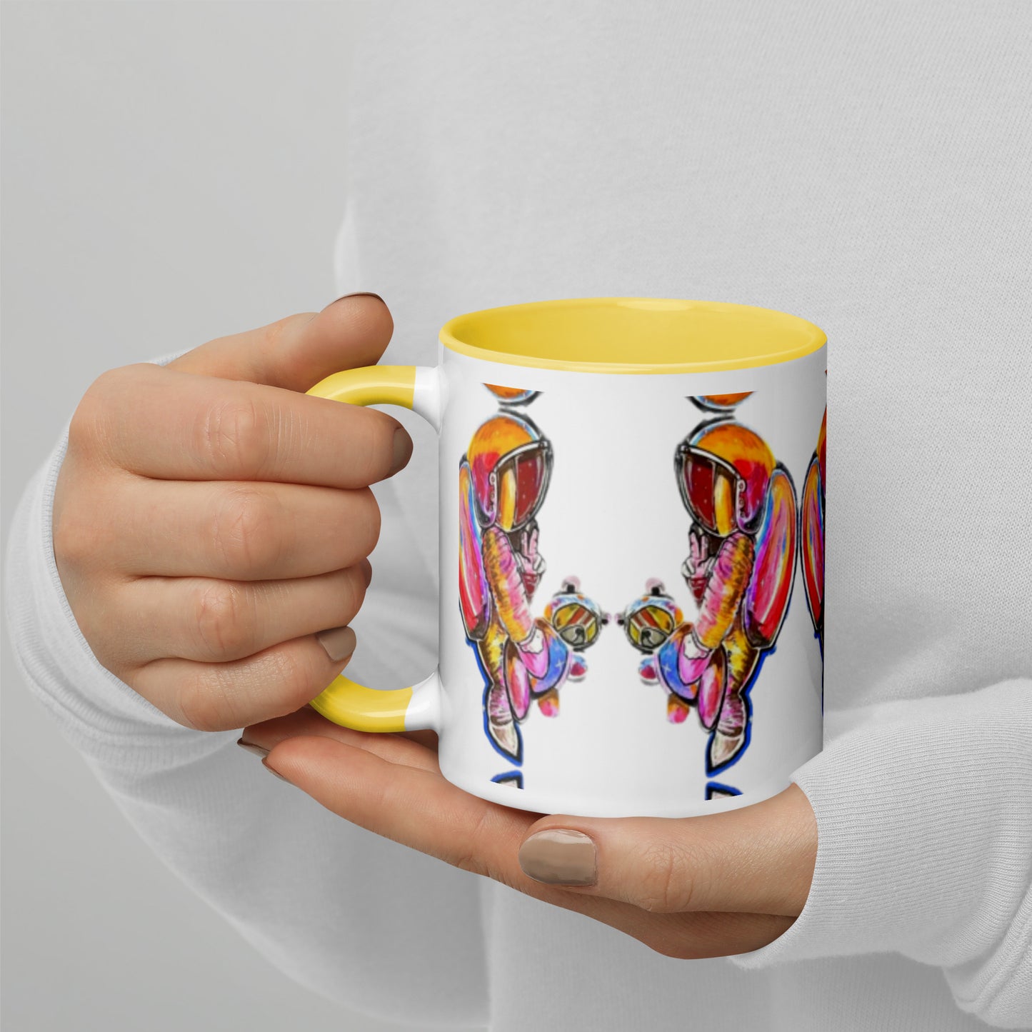 Space Girl with Teddy Mug with Color Inside