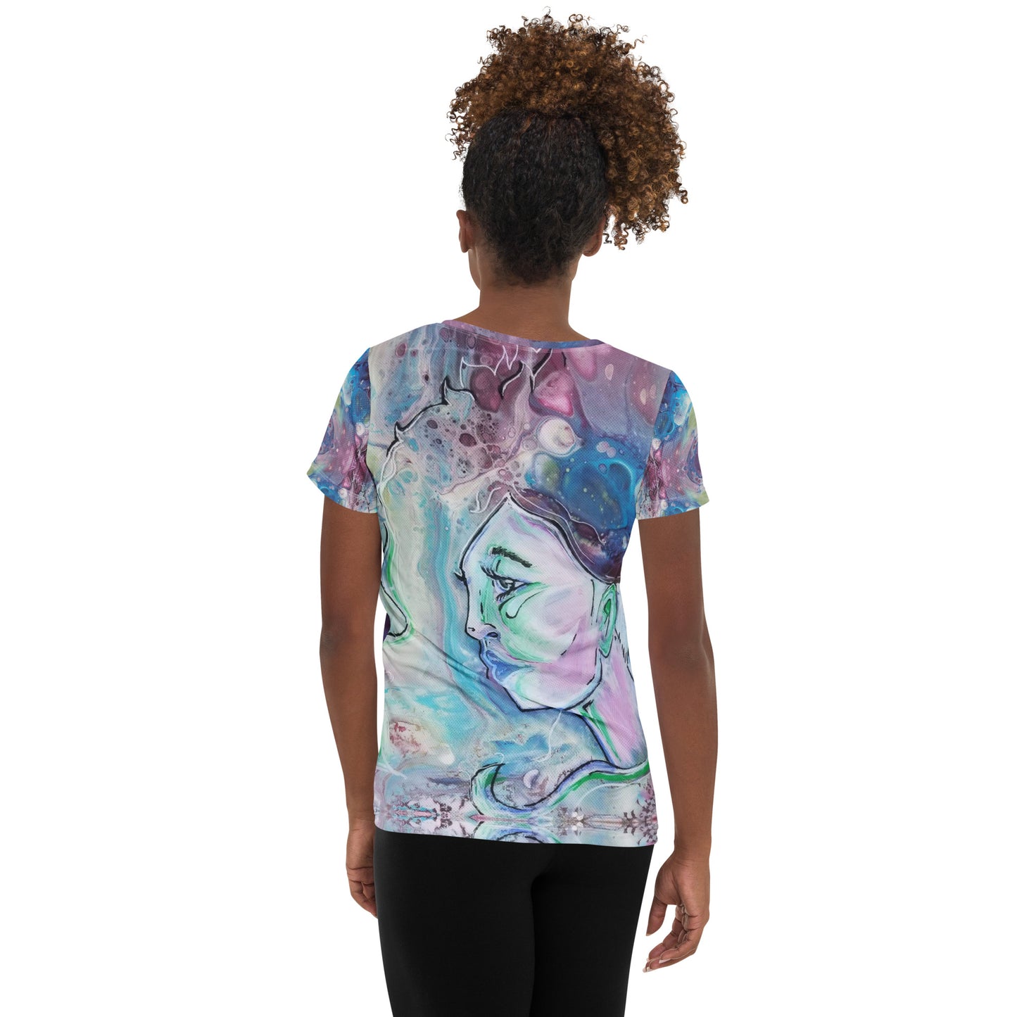 Lady in Blue All-Over Print Women's Athletic T-shirt