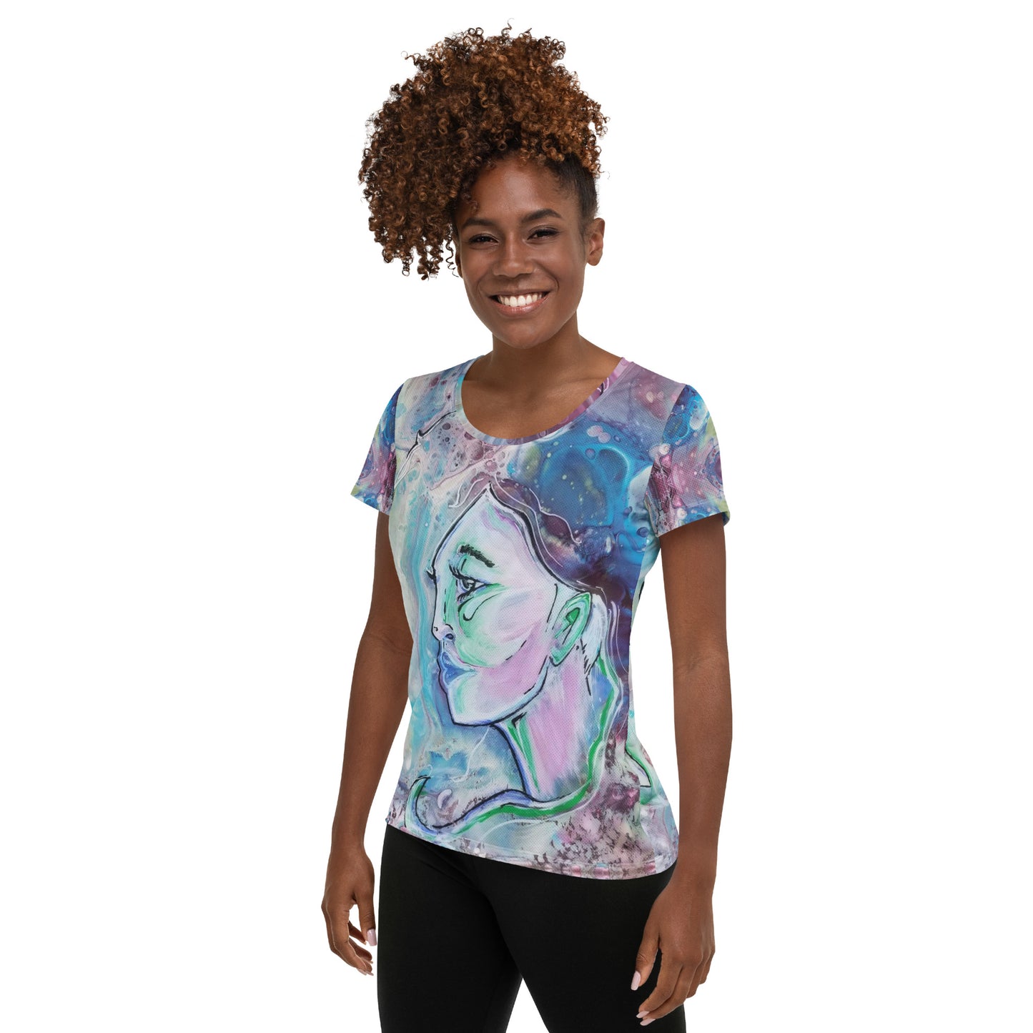 Lady in Blue All-Over Print Women's Athletic T-shirt