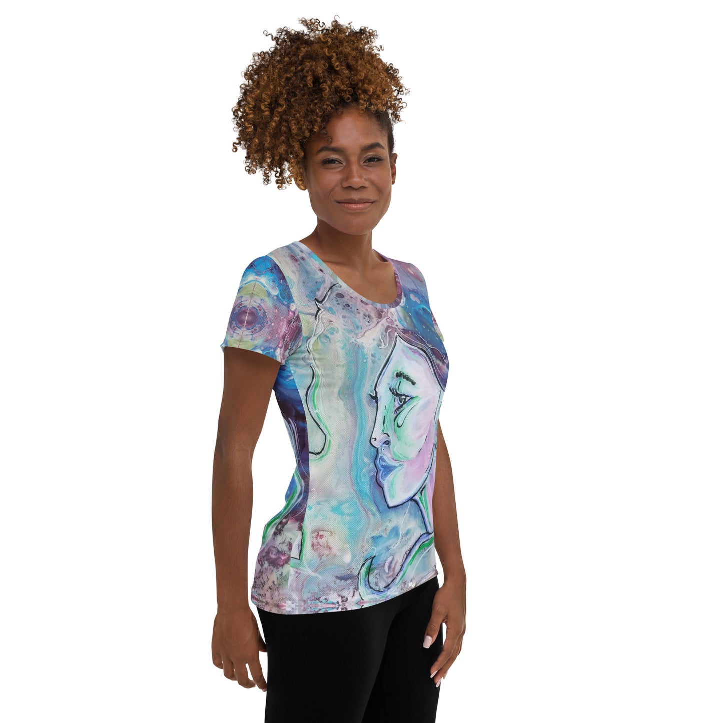 Lady in Blue All-Over Print Women's Athletic T-shirt
