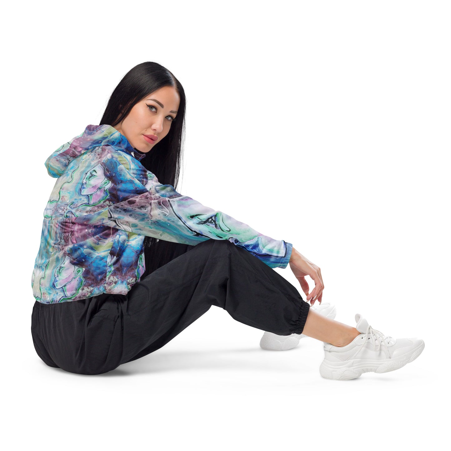 Lady in Blue Women’s cropped windbreaker