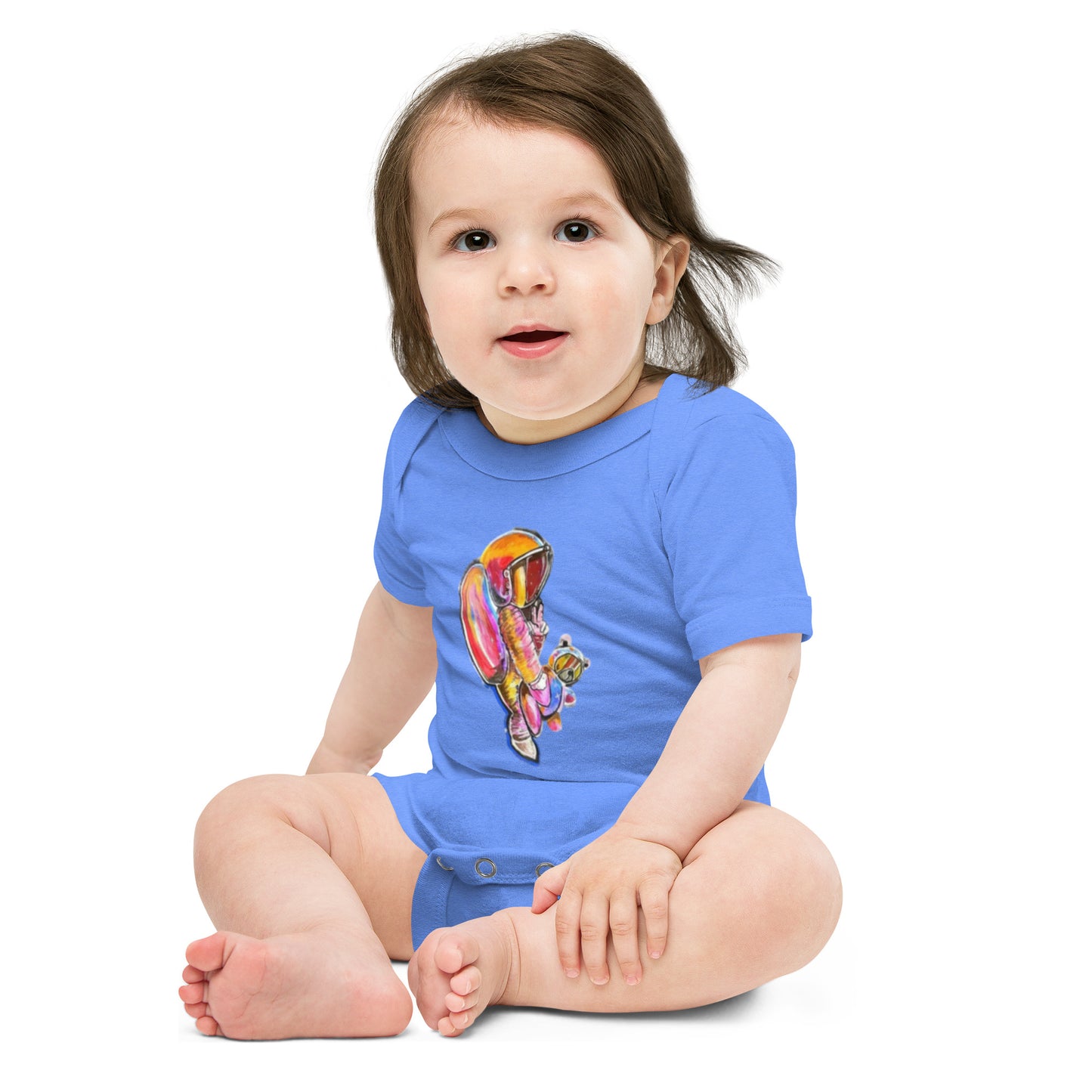 Space Baby with Teddy Baby short sleeve one piece