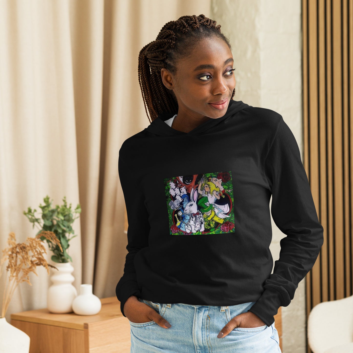 Alice in the Roses Collage Hooded long-sleeve tee