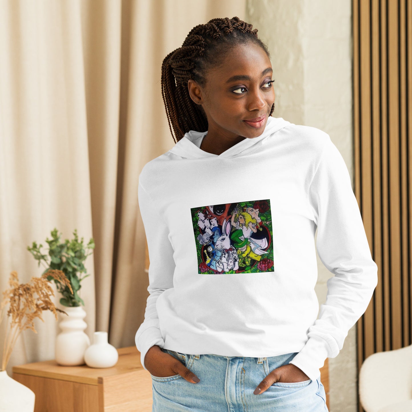 Alice in the Roses Collage Hooded long-sleeve tee