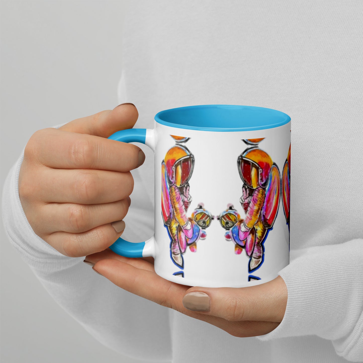 Space Girl with Teddy Mug with Color Inside