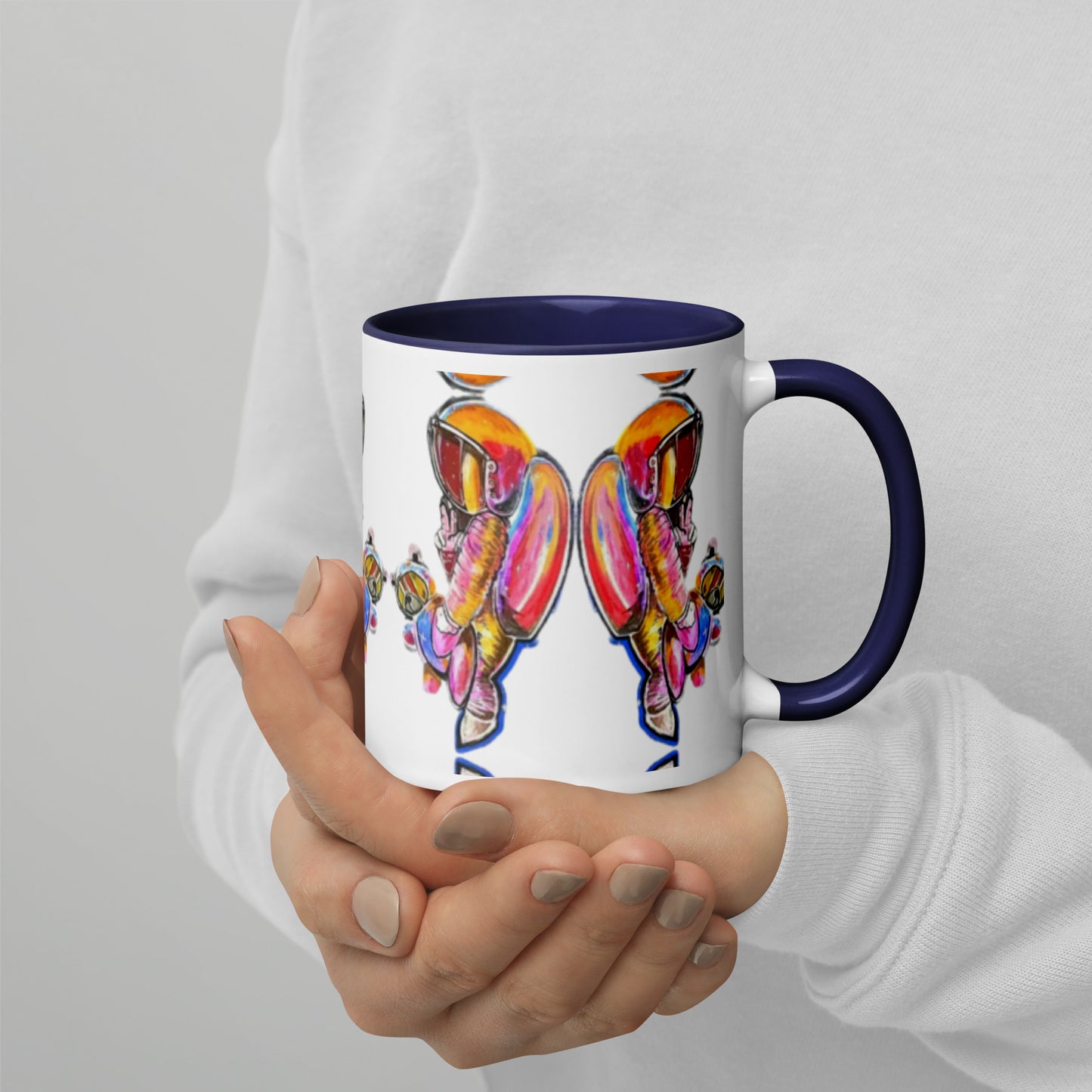 Space Girl with Teddy Mug with Color Inside