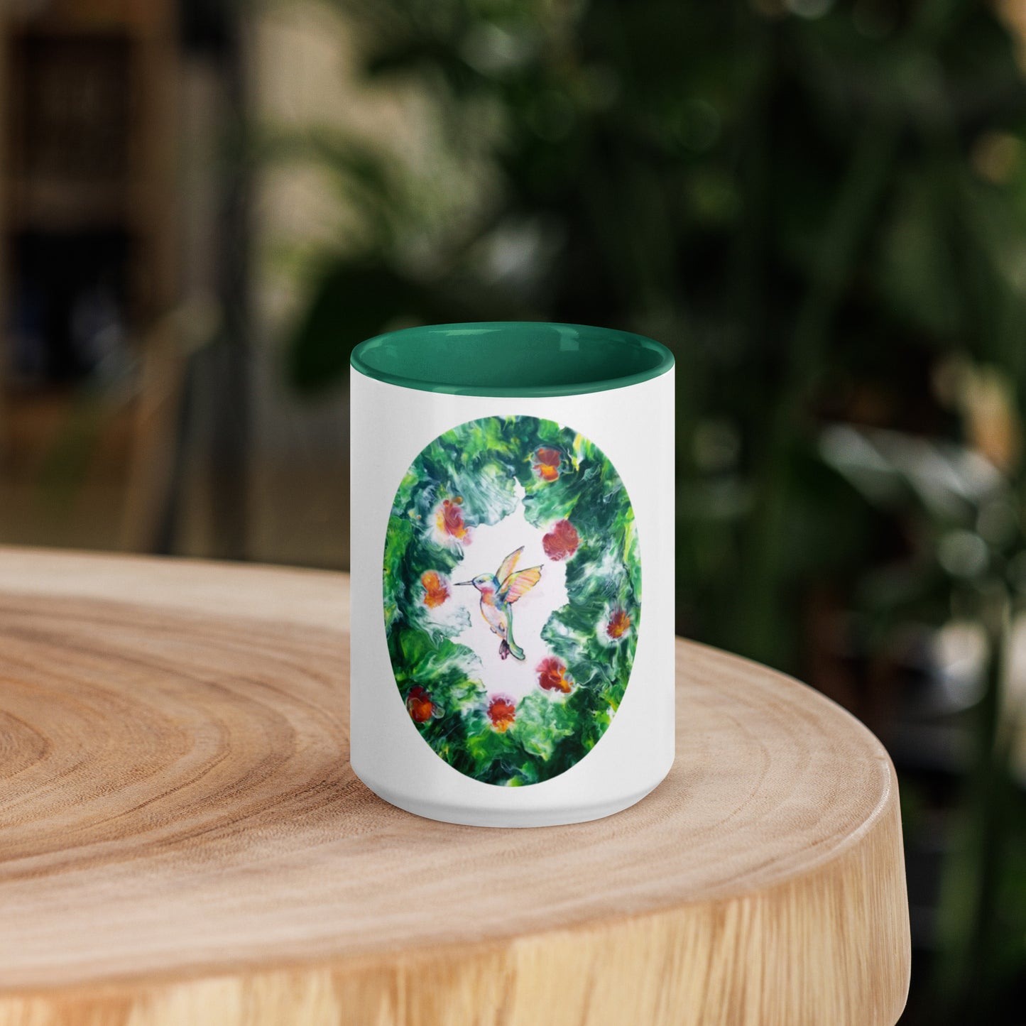 Hummingbird Mug with Color Inside