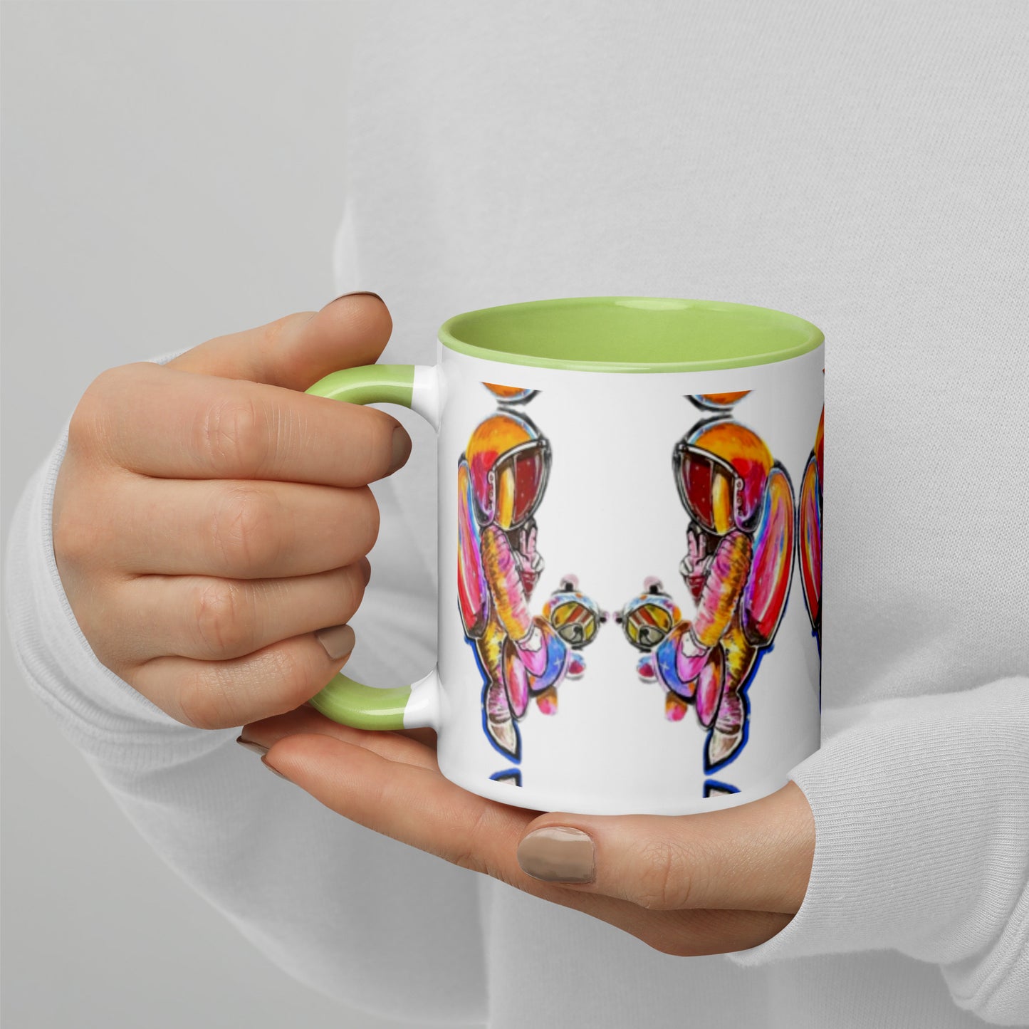 Space Girl with Teddy Mug with Color Inside