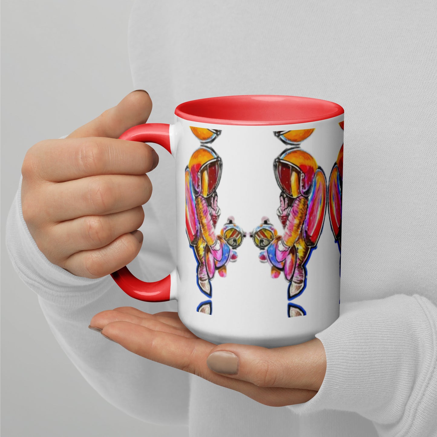 Space Girl with Teddy Mug with Color Inside