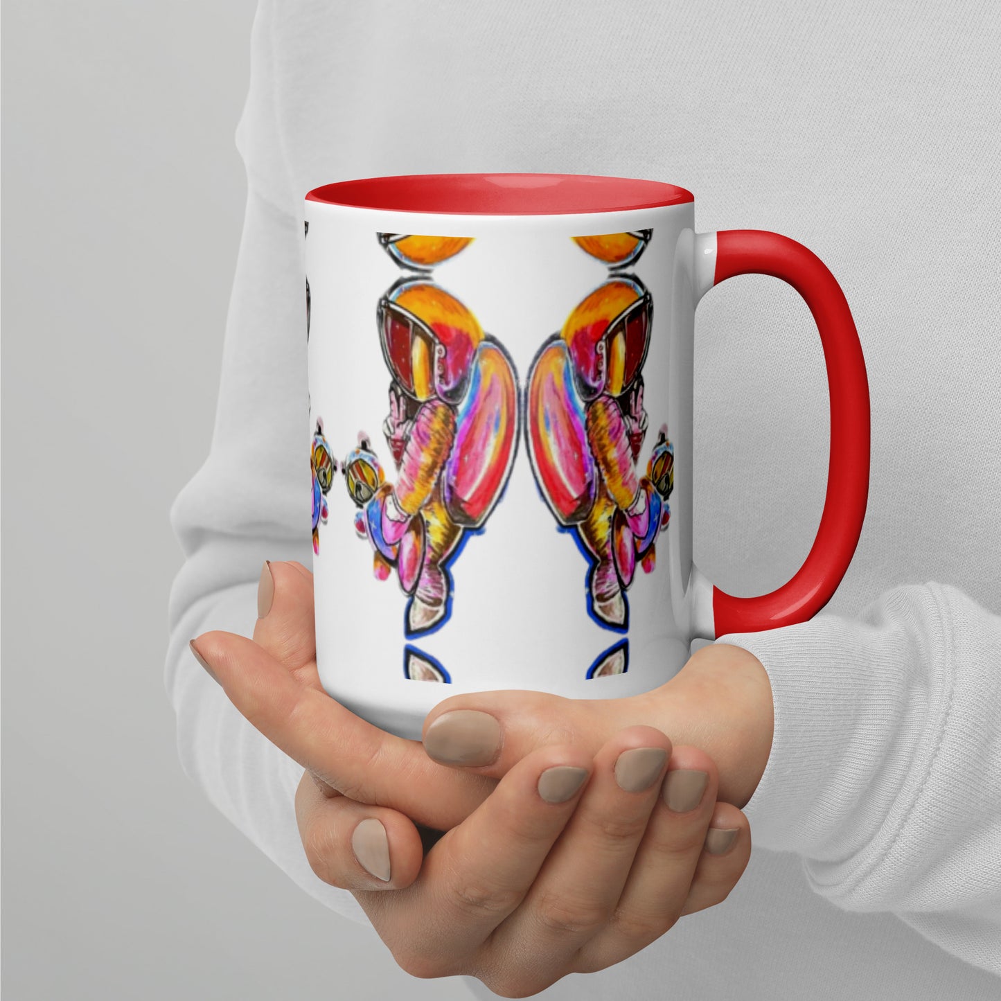 Space Girl with Teddy Mug with Color Inside